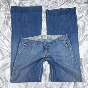 y2k Gap Ultra Low Rise Jeans Blue Excellent Flare Wide Leg Denim 4 04/09